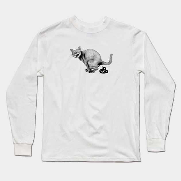 Pooping Kitty Long Sleeve T-Shirt by VectorInk